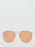 Mango Jaira Aviator Sunglasses, Gold