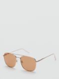 Mango Jaira Aviator Sunglasses, Gold