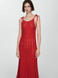 Mango Canario Crochet Midi Dress, Bright Red