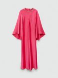 Mango Rosalin Flared Sleeve Satin Dress, Pink