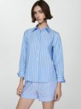 Mango Pop Stripe Cotton Shirt, Light Pastel Blue