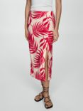 Mango Hawaii Leaf Print Skirt, Beige/Red
