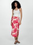 Mango Hawaii Leaf Print Skirt, Beige/Red