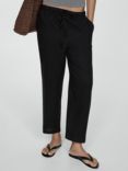 Mango Linen Trousers, Black