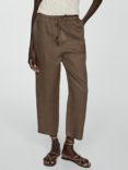 Mango Linen Trousers, Brown