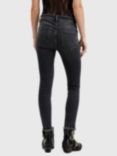 AllSaints Miller Organic Cotton Blend Push Up Jeans, Washed Black