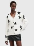 AllSaints Starlet Wool Blend Cardigan, Chalk White/Black