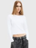 AllSaints Stevie Organic Cotton Long Sleeve Top, Optic White