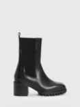 AllSaints Skarlet Leather Tall Chelsea Boots, Black