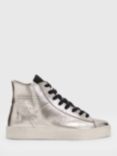 AllSaints Tana Leather Hi-Top Trainers, Silver