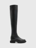 AllSaints Leona Stretch Leather Over The Knee Boots, Black