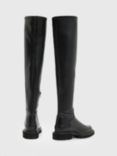 AllSaints Leona Stretch Leather Over The Knee Boots, Black