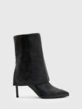 AllSaints Odyssey Knee High Folding Leather Boots, Black