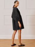 Albaray V-Neck Oversized Denim Dress, Black