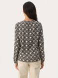 Part Two Anvi Printed Blouse, Black/Off White