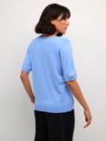 KAFFE Lizza V-Neck Short Sleeve Jumper, Vista Blue