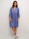 KAFFE Marianah Tiered Knee Length Dress, Blue Indigo