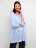 KAFFE Amber Print Tunic Top, Blue/Chalk