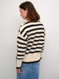 KAFFE Marie Stripe Button Shoulder Jumper, Ecru/Black