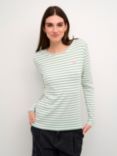 KAFFE Liddy Heart Stripe Top, Chalk/Granite Green