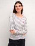 KAFFE Liddy Stripe Top, Chalk/Grey