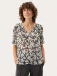 Part Two Popsy Floral Blouse, Black/White