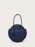 Monsoon Round Raffia Beach Bag, Navy