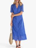Pure Collection Broderie Midi Dress, Sky Blue
