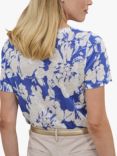 Pure Collection Floral Linen T-Shirt, Blue Blossom