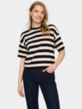 Saint Tropez Fikam Stripe Boxy Fit T-Shirt, Black/Cream