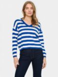 Saint Tropez Fikam V-Neck Jumper, Surf Blue/White