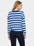 Saint Tropez Fikam V-Neck Jumper, Surf Blue/White