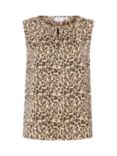 Saint Tropez Vanea Leopard Print Pleat Neck Top, Multi