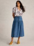 White Stuff Seema Organic Cotton Denim Skirt, Dark Blue