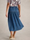 White Stuff Seema Organic Cotton Denim Skirt, Dark Blue