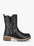 Josef Seibel Waylynn 16 Leather Buckle Biker Boots, Black