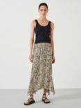 HUSH Liah Maxi Hanky Hem Skirt, Black/Off White