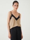 HUSH Emi Contrast Cami, Beige/Black