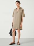 HUSH Orla Linen Polo Mini Dress, Beige