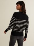 Phase Eight Nina Stripe Cardigan, Black/Ivory