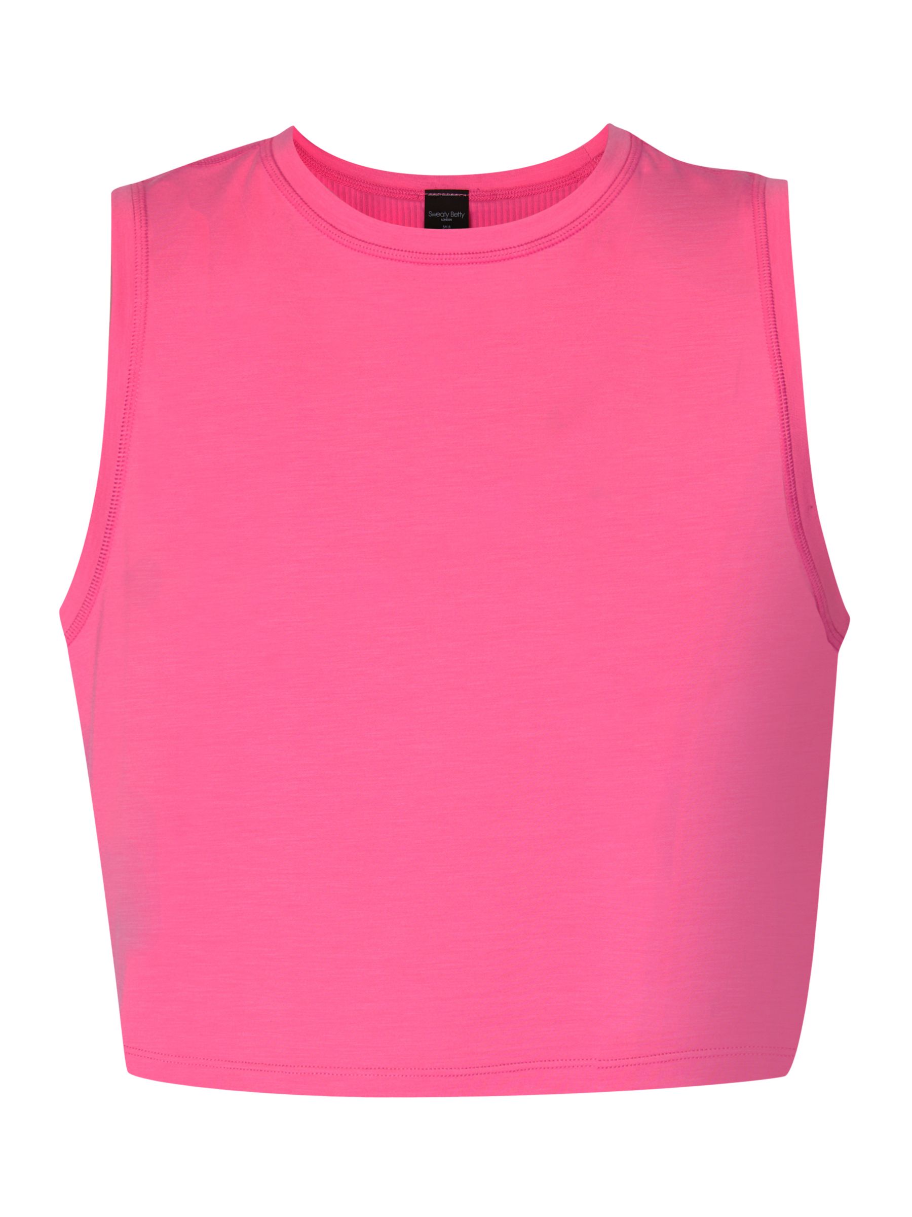 Sweaty Betty Breathe Easy Crop Muscle Tank Top, Camellia Pink