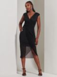 Jolie Moi Embellished Ruched Mesh Midi Dress, Black