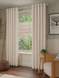 John Lewis Boucle Pair Blackout/Thermal Lined Eyelet Curtains, Marshmallow