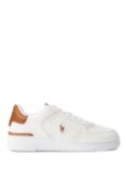 Ralph Lauren Masters Court Leather and Suede Trainers, White Tan