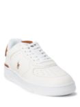 Ralph Lauren Masters Court Leather and Suede Trainers, White Tan