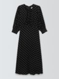 John Lewis Agnes Polka Dot Midi Dress, Black/Multi