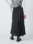 John Lewis Spot Midi Skirt, Black/Multi