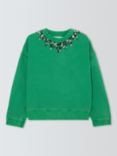 Leon & Harper Siena Rhinestones Organic Cotton Blend Sweatshirt, Green