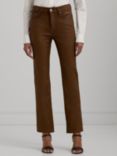 Lauren Ralph Lauren High Rise Waxed Jeans, Dark Terracotta