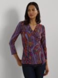 Lauren Ralph Lauren Jainab Paisley Wrap Top, Fuchsia/Multi